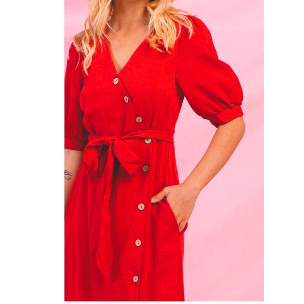 Red Midi Dress - Picture 3 of 4